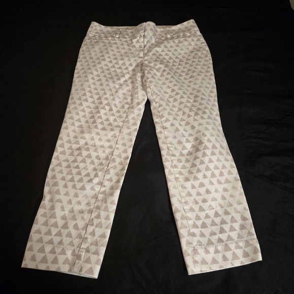 Ann Taylor LOFT Pants - Ann Taylor LOFT Pants Womens 6 White Marisa Ankle Straight Geometric Twil COTTON